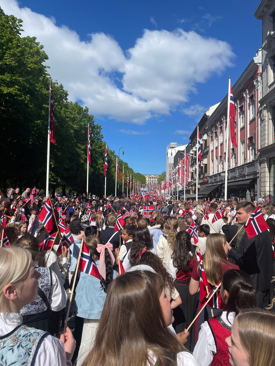 En gruppe mennesker i en parade