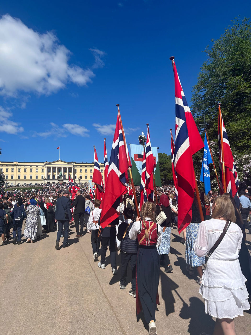 en gruppe mennesker som holder flagg