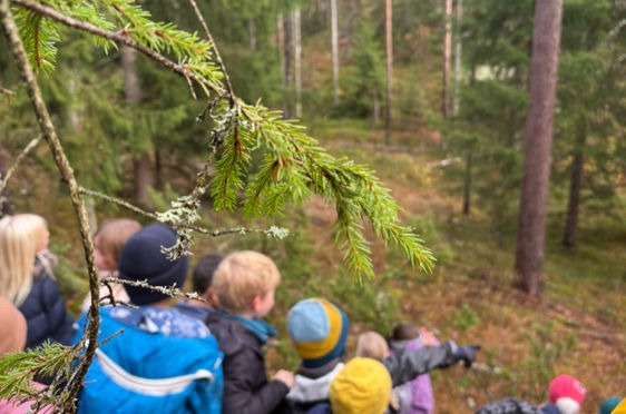En gruppe mennesker i skogen